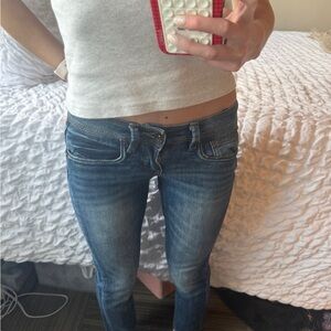 Super low rise blue jeans